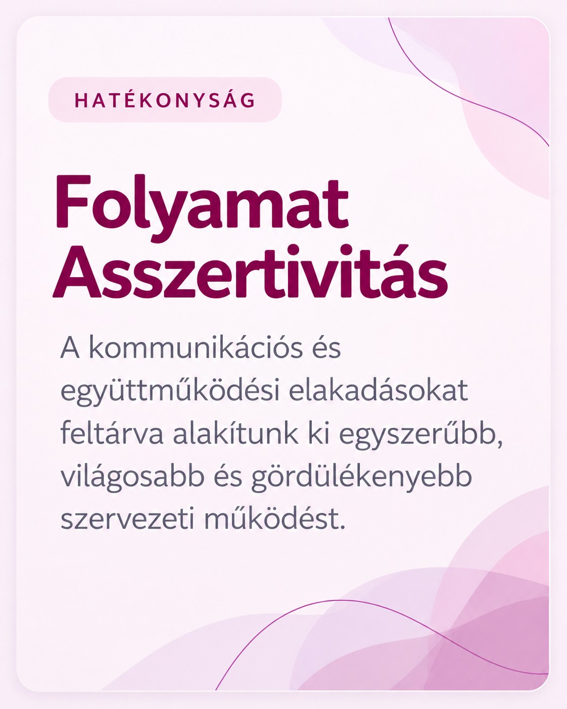 Folyamat Asszertivitás – kommunikációs és együttműködési folyamatok fejlesztése