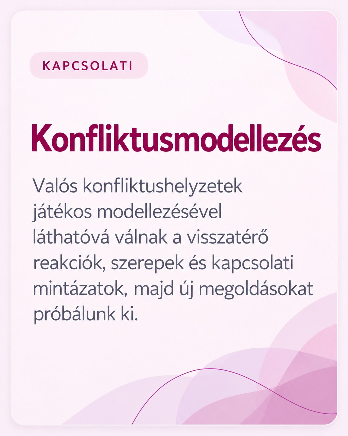 Konfliktusmodellezés – kapcsolati feszültségek és konfliktuskezelési mintázatok fejlesztése